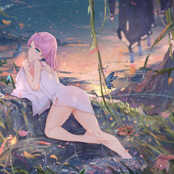 This is a pixiv picture whose title is 独自沐浴的蓝毒.