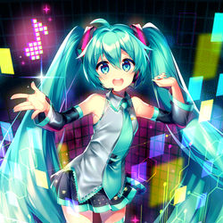 This is a pixiv picture whose title is 【ミクコレ】歌い続ける電子の歌姫.