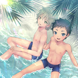 This is a pixiv picture whose title is ショタ夏休み.