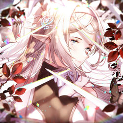 This is a pixiv picture whose title is 剣に隠れた騎士の花.