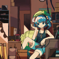 This is a pixiv picture whose title is 【依頼告知】少女作業中.