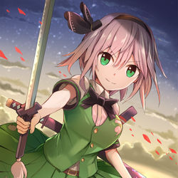 This is a pixiv picture whose title is 波打ち際妖夢.