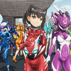 This is a pixiv picture whose title is メカ娘のコスプレイヤーの人たち.