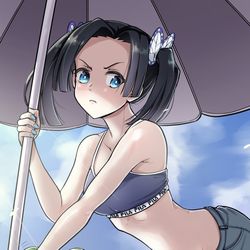This is a pixiv picture whose title is テキパキ働くアオイと大量のスイカ🍉を持ってくる伊之助.
