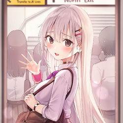 This is a pixiv picture whose title is じゃあ、私この駅で降りるから…またね！.