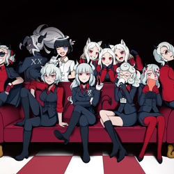 This is a pixiv picture whose title is Helltaker.