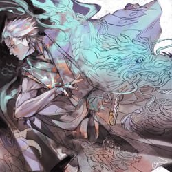This is a pixiv picture whose title is 閻魔刀.