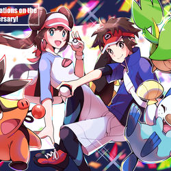 This is a pixiv picture whose title is 【ポケモンBW2】８周年記念イラスト.