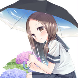 This is a pixiv picture whose title is 高木ちゃんと傘！.