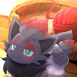 This is a pixiv picture whose title is 預かり屋にゾロアとメタモンを預けた.