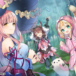 This is a pixiv picture whose title is 【フラワーナイトガール】雨降る森にて.