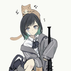 This is a pixiv picture whose title is 猫にだけ優しい暴行少女.