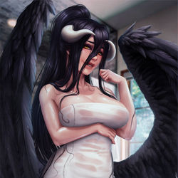 This is a pixiv picture whose title is Albedo from Overlord.