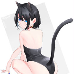 This is a pixiv picture whose title is 青い瞳のキャットガール.