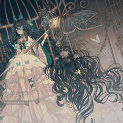 This is a pixiv picture whose title is 夜空蝶赠图.