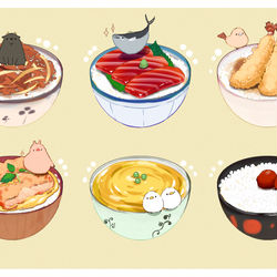 This is a pixiv picture whose title is どんぶりまつり.