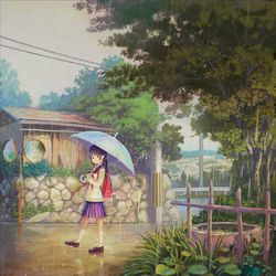 This is a pixiv picture whose title is 帰りは雨で.