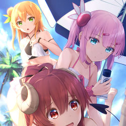 This is a pixiv picture whose title is 夏の桃シャミカン.