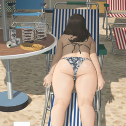 This is a pixiv picture whose title is ビーチで爆睡お姉さん.