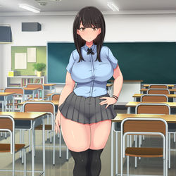 This is a pixiv picture whose title is 学校の男子全員からオカズにされちゃってるむちむち太もも女子.
