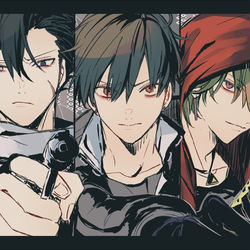 This is a pixiv picture whose title is 学生戦争.