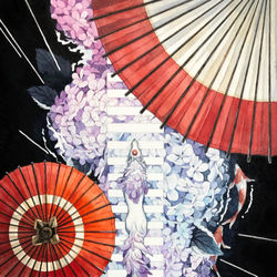 This is a pixiv picture whose title is 紫陽花渡り.