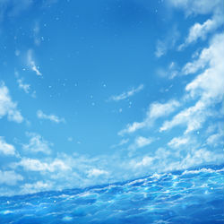 This is a pixiv picture whose title is 空と海と青.