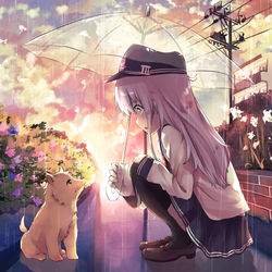 This is a pixiv picture whose title is 響と子犬.