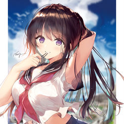 This is a pixiv picture whose title is 夏のポニテ.