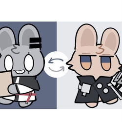 This is a pixiv picture whose title is 兔兔换装play.