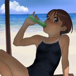 This is a pixiv picture whose title is 兄が買ったチューペットを勝手に食う不届き者.