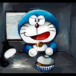 This is a pixiv picture whose title is 詰問ドラえもん.