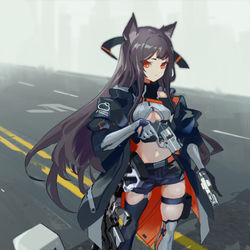 This is a pixiv picture whose title is DUAL GUNS.