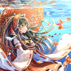 This is a pixiv picture whose title is 水中霊夢.