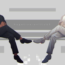 This is a pixiv picture whose title is ネガポジおじさん.