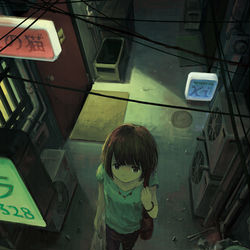 This is a pixiv picture whose title is 深夜路地.