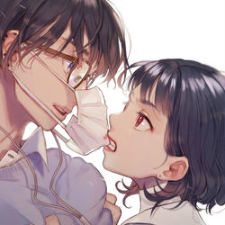 This is a pixiv picture whose title is 距離.