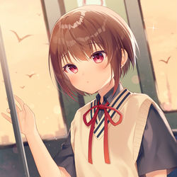 This is a pixiv picture whose title is 夕暮れ電車.