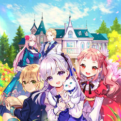 This is a pixiv picture whose title is 【告知】前世で辛い思いをしたので、神様が謝罪に来ました①.