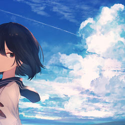 This is a pixiv picture whose title is 夏空と君.