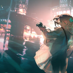 This is a pixiv picture whose title is 霧とネオン.