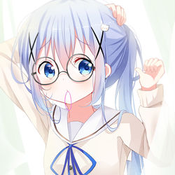 This is a pixiv picture whose title is 「チノちゃん こっち向いてー！」.