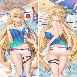 This is a pixiv picture whose title is [R15受注]崩坏3rd幽兰黛尔水着 抱き枕カバー.