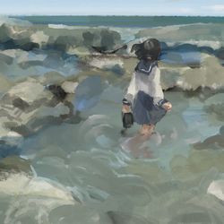 This is a pixiv picture whose title is 七月の岩礁.
