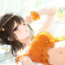 This is a pixiv picture whose title is う～～ん、あと5分….