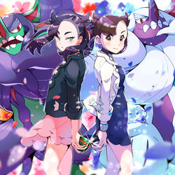 This is a pixiv picture whose title is 【ポケモン剣盾】ユウリ＆マリィ双子コーデ.