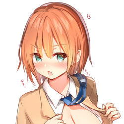 This is a pixiv picture whose title is 嫌そうな態度をしつつも簡単におっぱいを見せてくれるＨな後輩ちゃん.