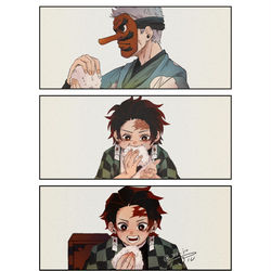 This is a pixiv picture whose title is 師匠のおにぎりと弟子の成長.