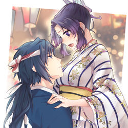 This is a pixiv picture whose title is 七夕の幼馴染ぎゆしの.