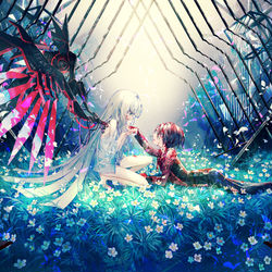 This is a pixiv picture whose title is 『終焉ノ花嫁』.